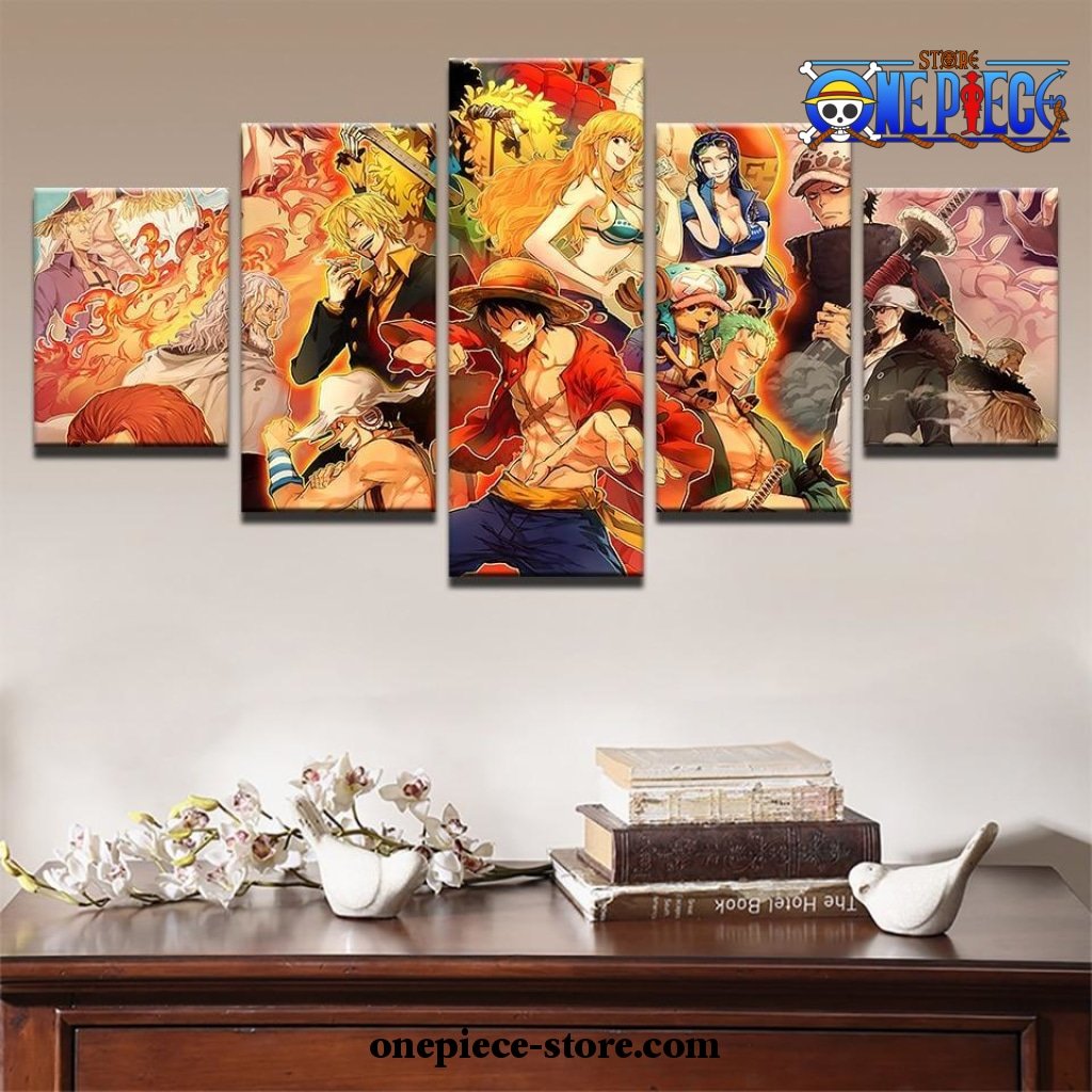 2021 style 5 pieces one piece team canvas wall art 371 - One Piece AU Shop