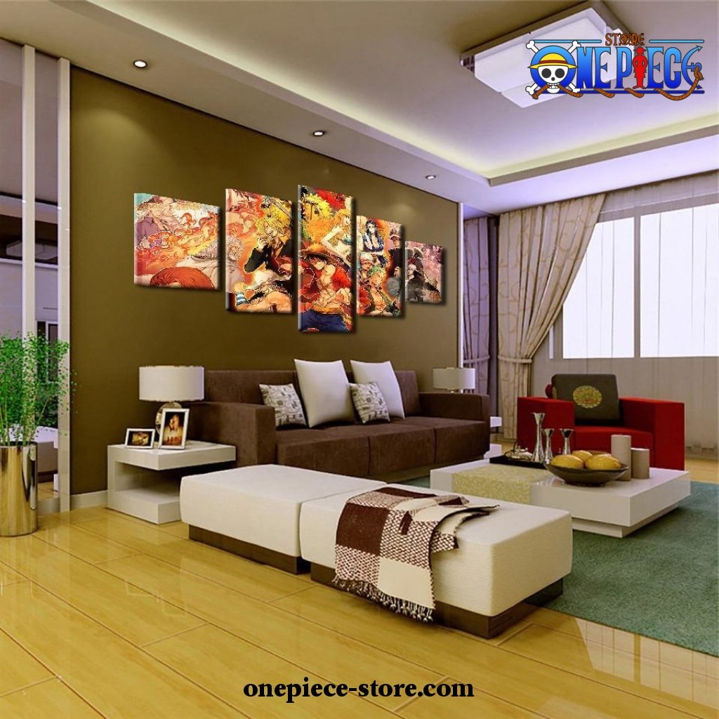 2021 style 5 pieces one piece team canvas wall art 805 - One Piece AU Shop