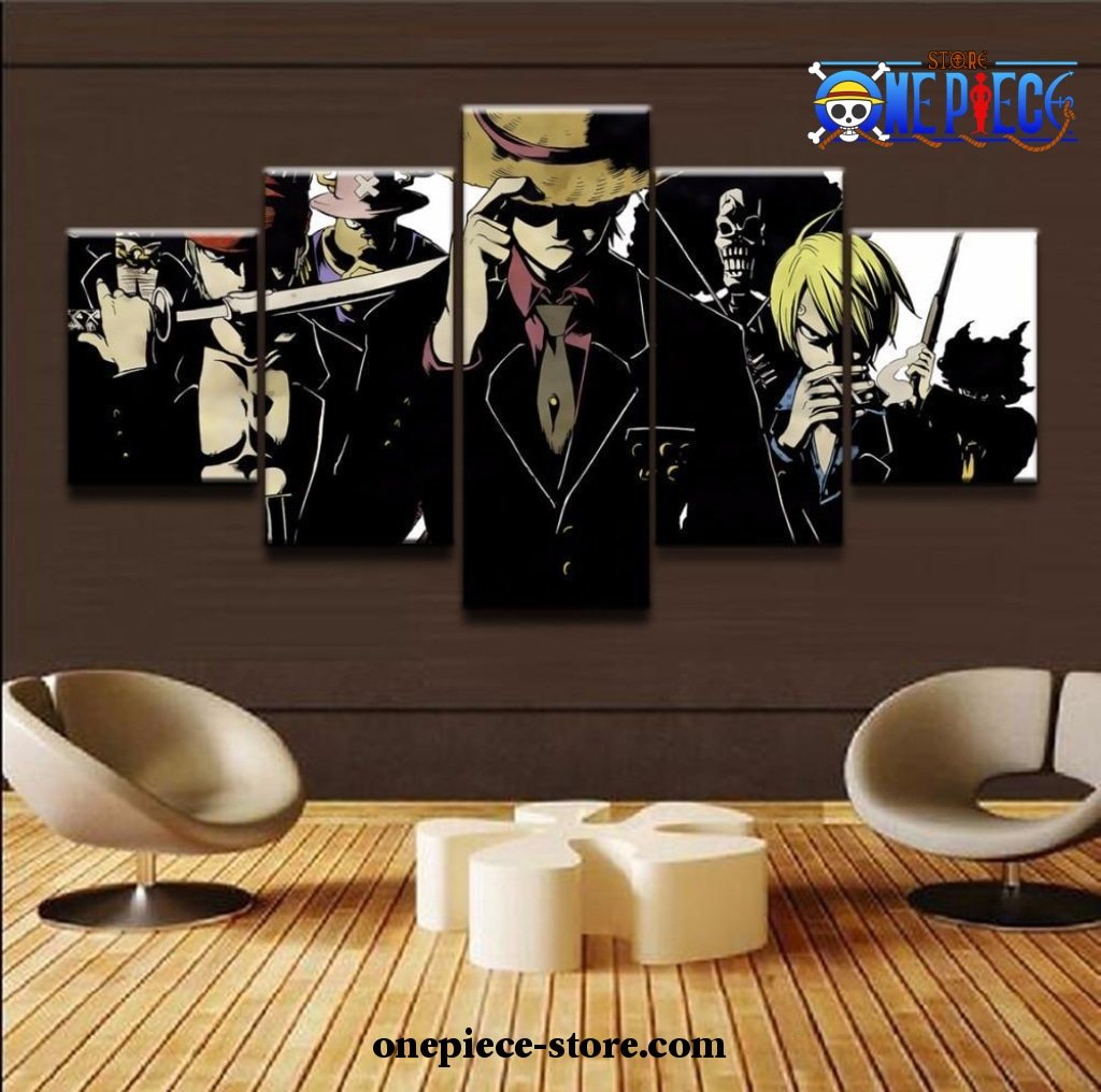 5 pieces one piece black team canvas wall art 755 - One Piece AU Store