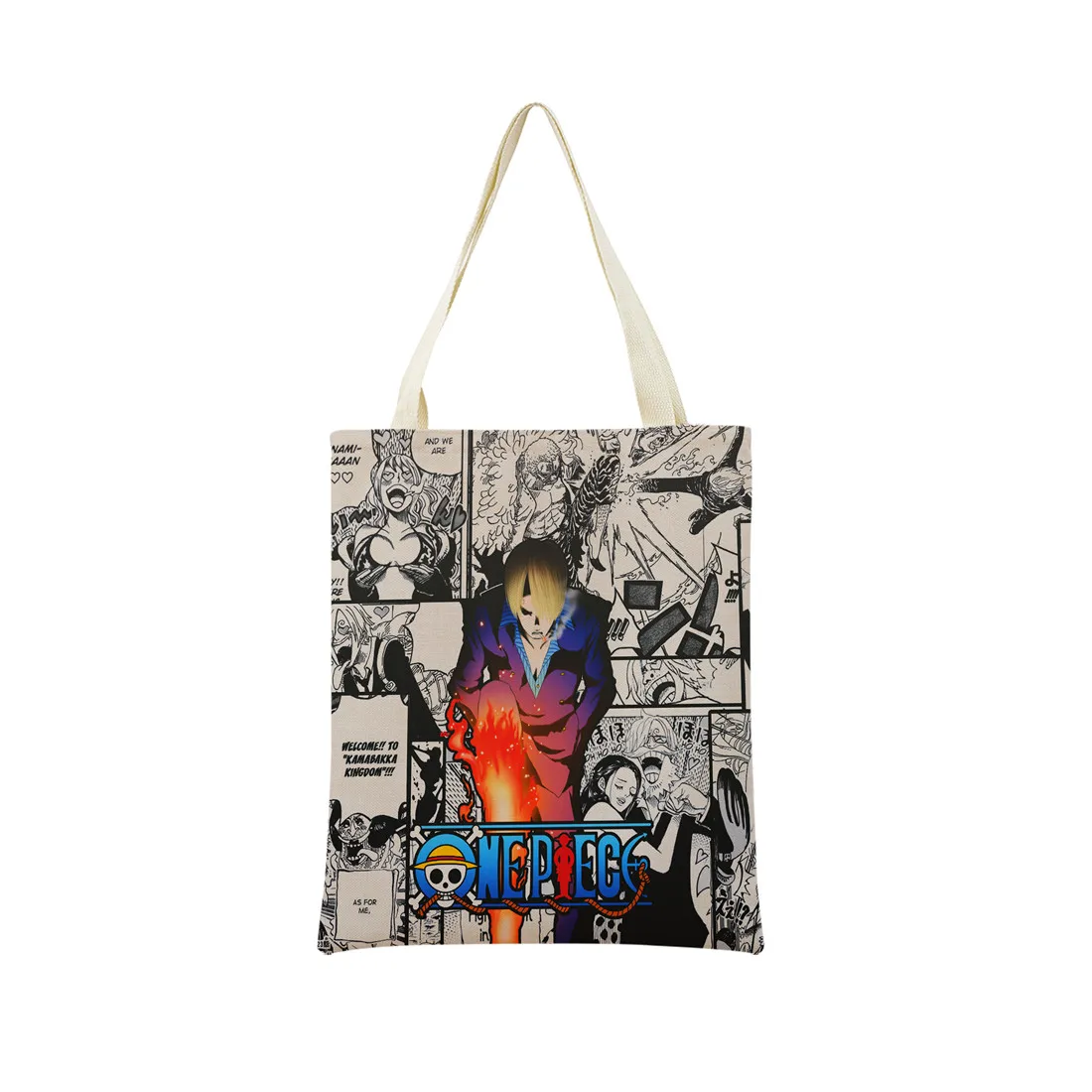 Anime One Piece Pattern Market Eco Shopping Bag Double Side Print Design Foldable Women Handbag Portable 12 - One Piece AU Store