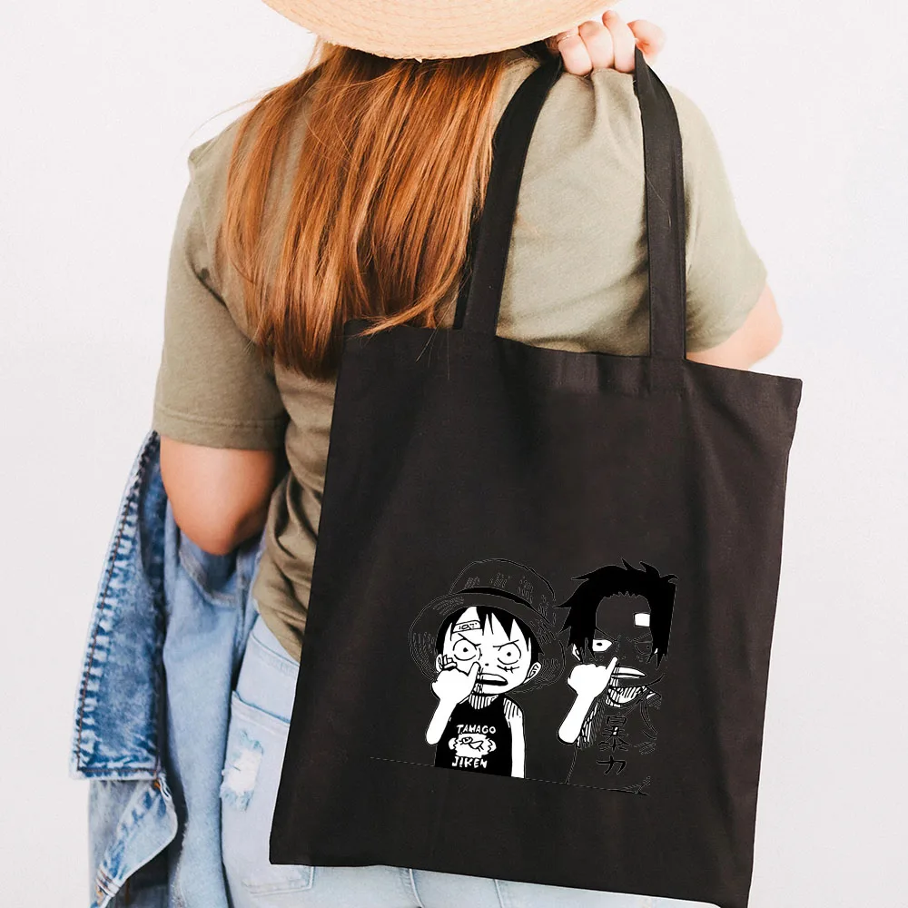 Cute Anime Monkey D Luffy Roronoa Zoro One Piece Women Canvas Shoulder Bag Handbag Tote Eco 5 - One Piece AU Store