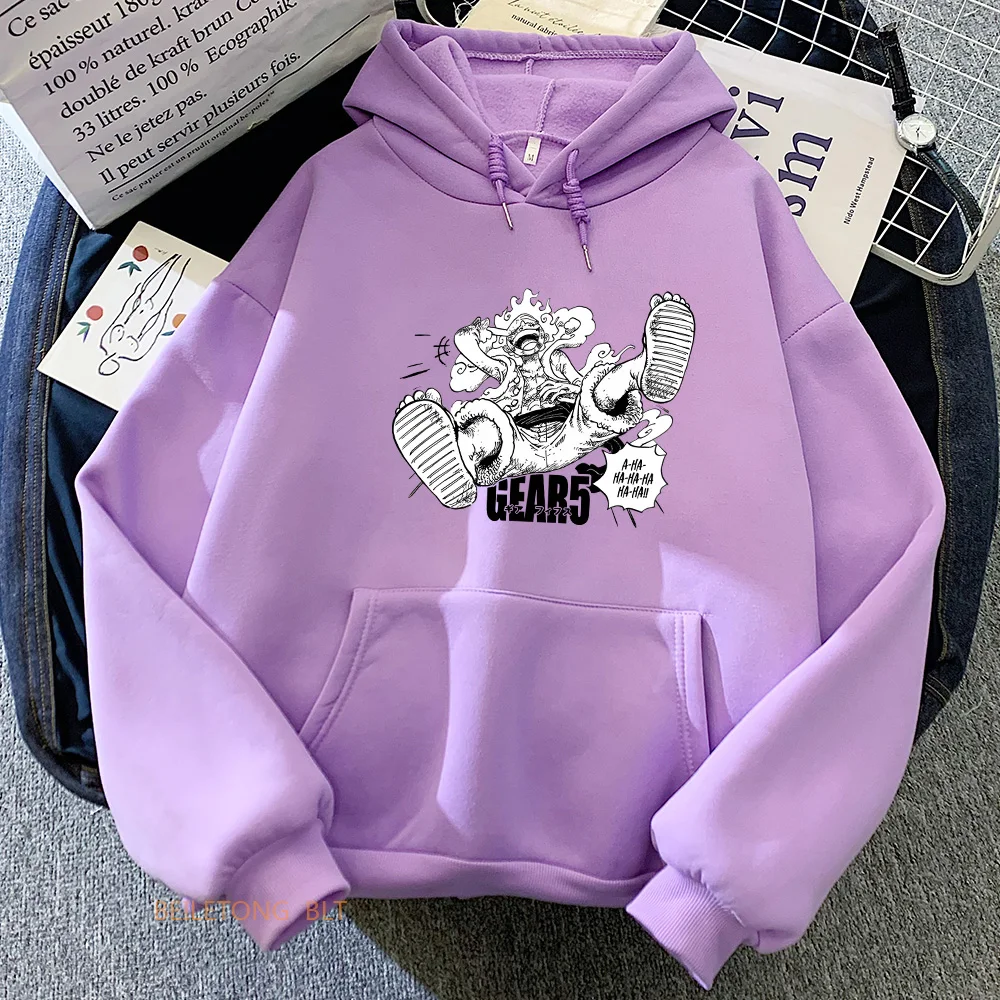 Gear5 One Pieces Anime Print Hoodies Women Sweatshirts with Hooded Fashion Cartoon Manga Winter Clothes Long 5 - One Piece AU Store