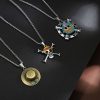 New anime One Piece Luffy necklace men and women straw hat Ace around metal pendant Luo 4 - One Piece AU Shop