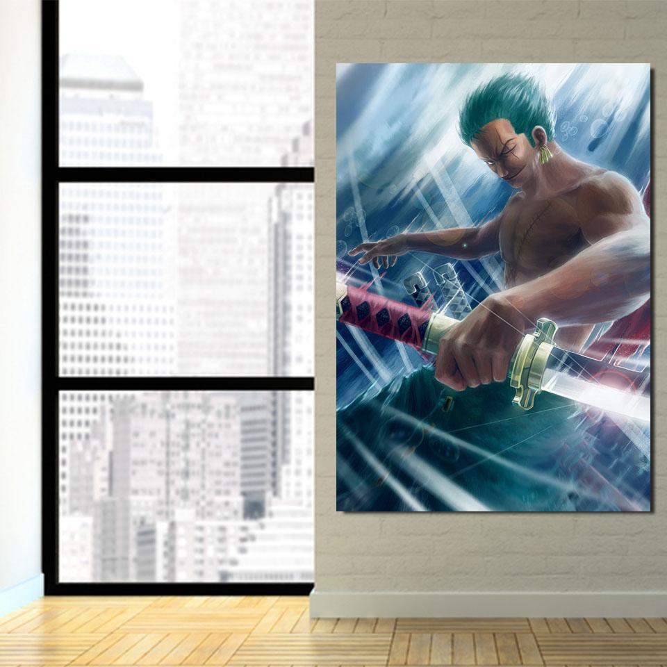 One Piece Charming Roronoa Zoro Santoryu Blue 1pc Wall Art 3 - One Piece AU Store