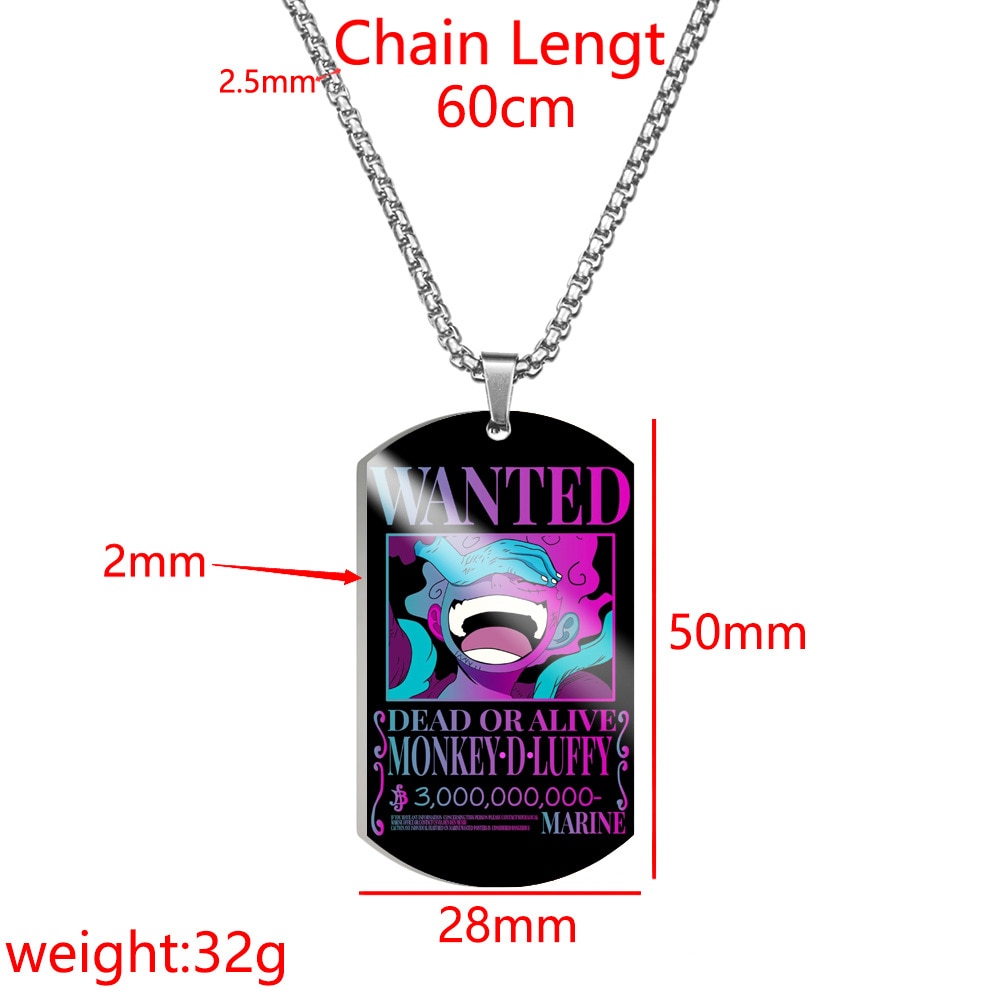 One Piece Luffy Necklace Stainless Steel Colorful Anime New Season Sun God Shape Tag Keychain Pendant 1 - One Piece AU Shop