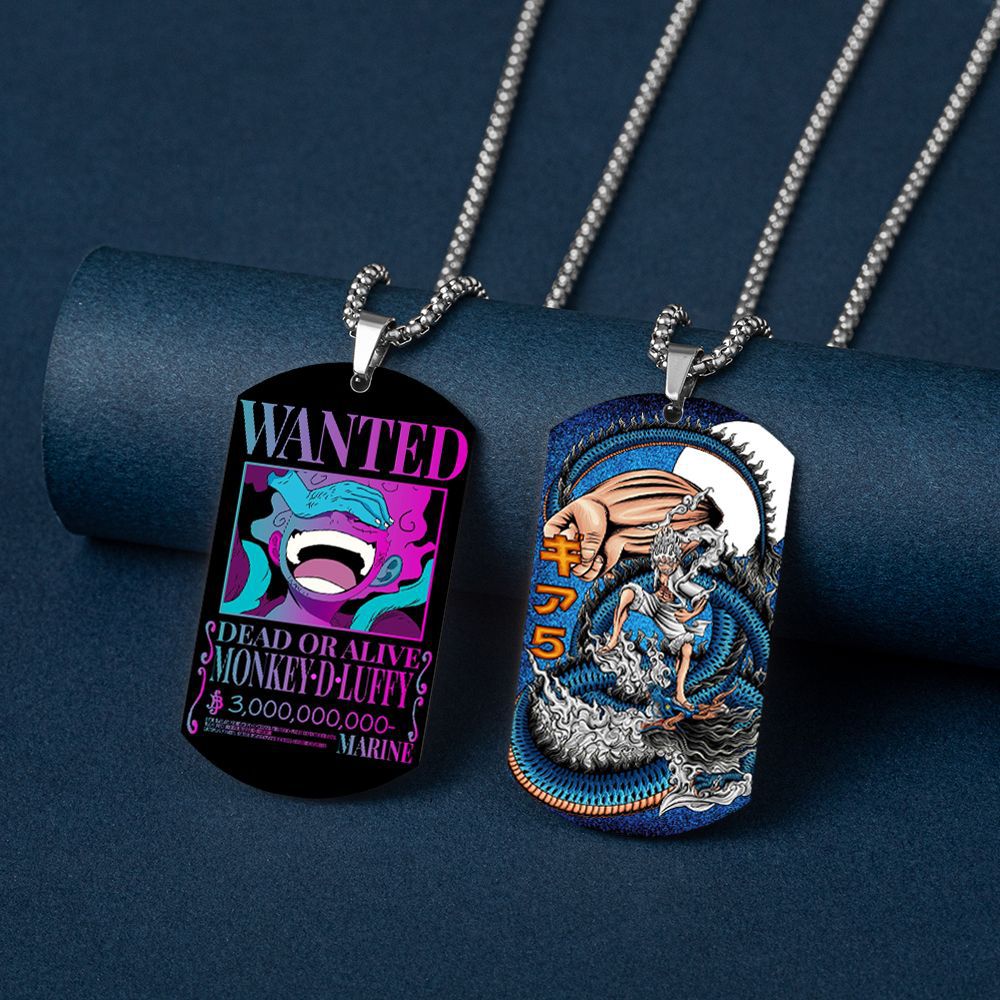 One Piece Luffy Necklace Stainless Steel Colorful Anime New Season Sun God Shape Tag Keychain Pendant - One Piece AU Shop