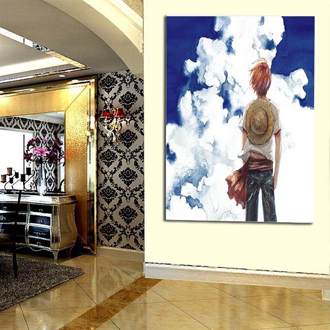 One Piece Pirate Straw Hat Luffy Blue Sky Portrait 1pc Canvas 3 - One Piece AU Store
