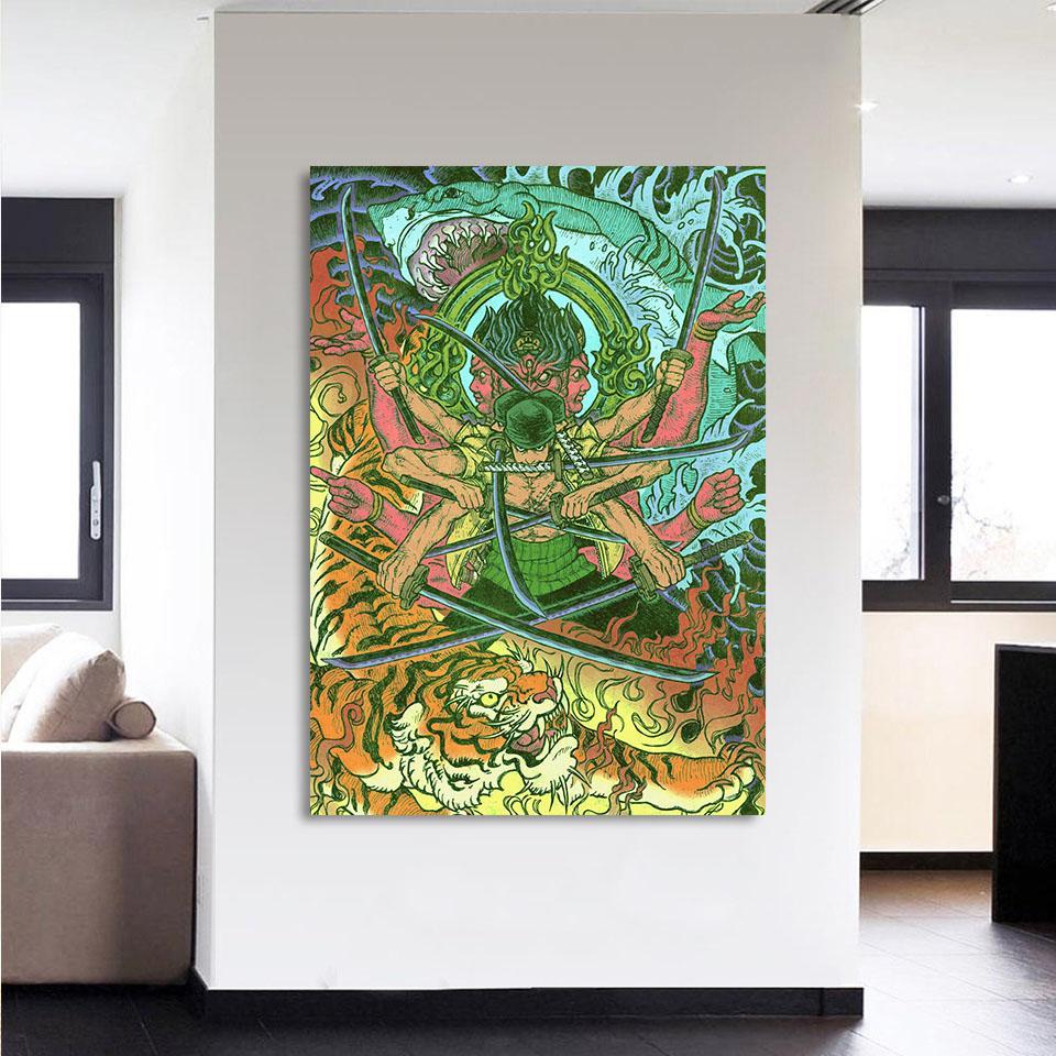 One Piece Roronoa Zoro Epic Asura God Green 1pc Canvas Print 2 - One Piece AU Store
