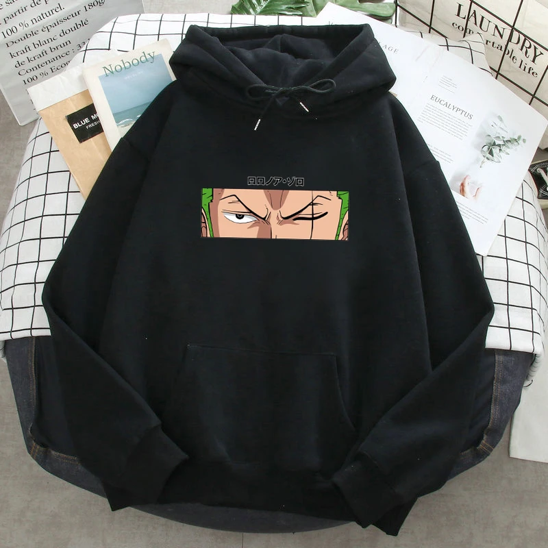 Roronoa Zoro Print Hoodies Men One Piece Anime Sweatshirts Hooded Long Sleeves Hooded Pockets Streetwear Clothes 2 - One Piece AU Shop