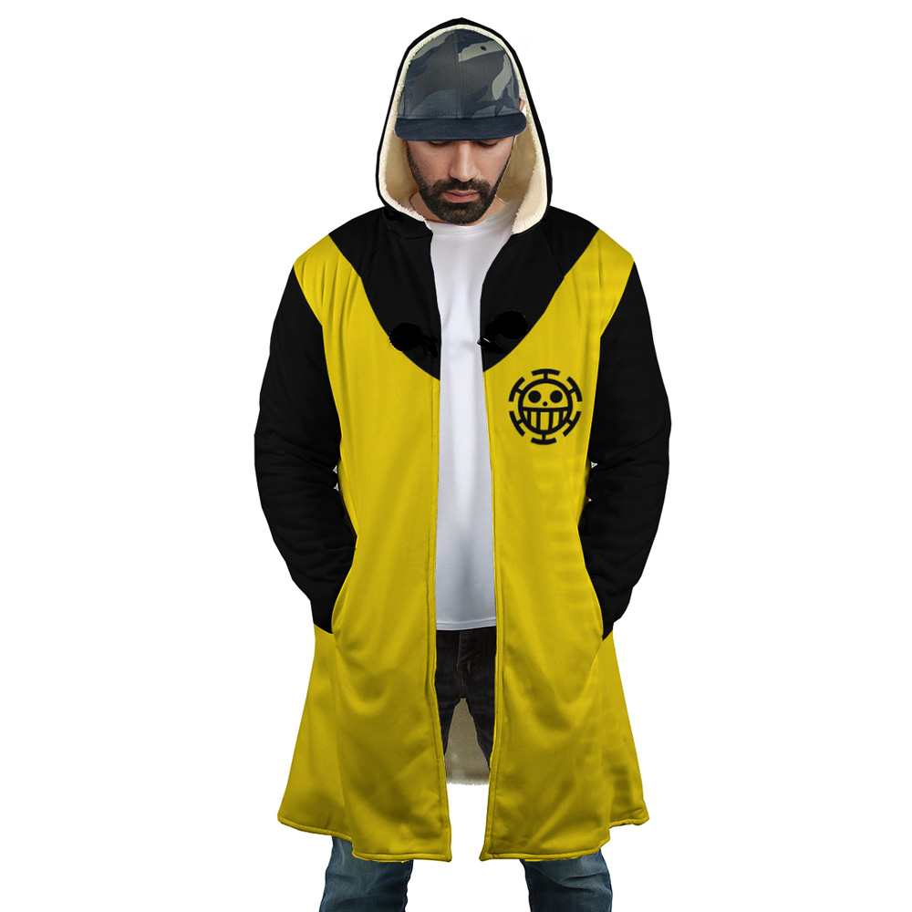 Trafalgar Law One Piece Hooded Cloak Coat FRONT Mockup - One Piece AU Shop