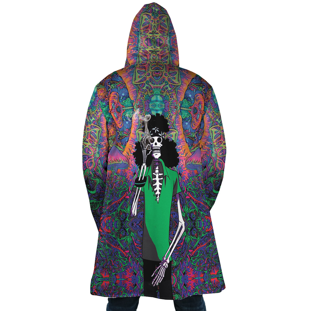 Trippy Hippie Trip Brook One Piece AOP Hooded Cloak Coat BACK Mockup - One Piece AU Store