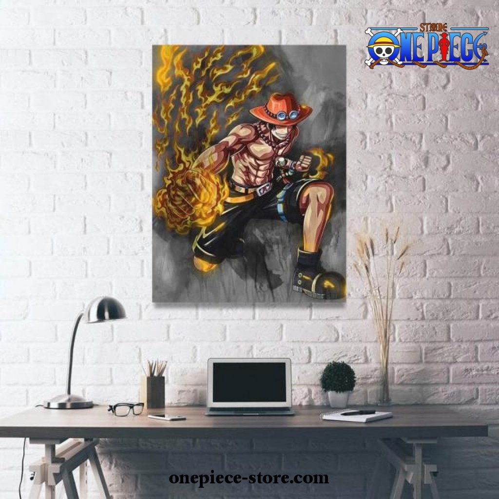 fire portgas d ace one piece wall art with framed 772 - One Piece AU Store