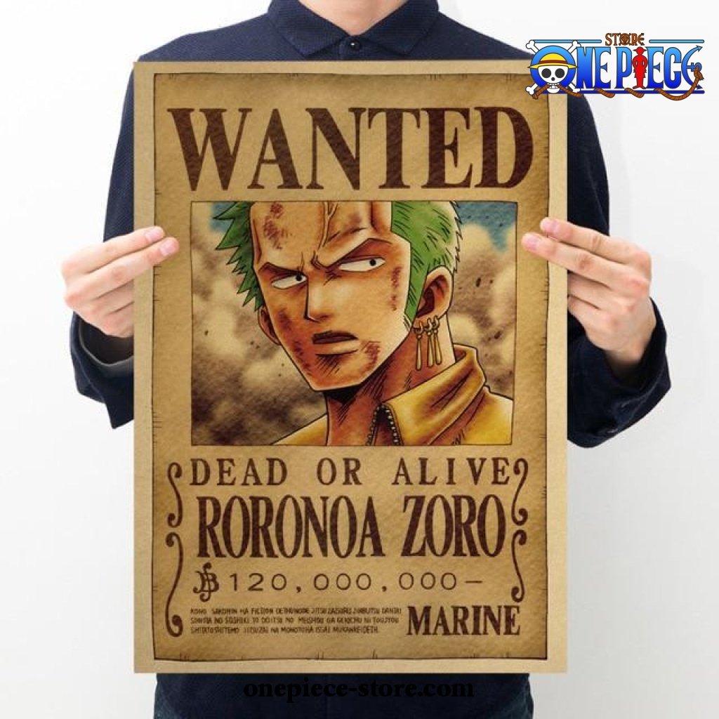 one piece roronoa zoro wanted kraft paper poster 403 - One Piece AU Shop