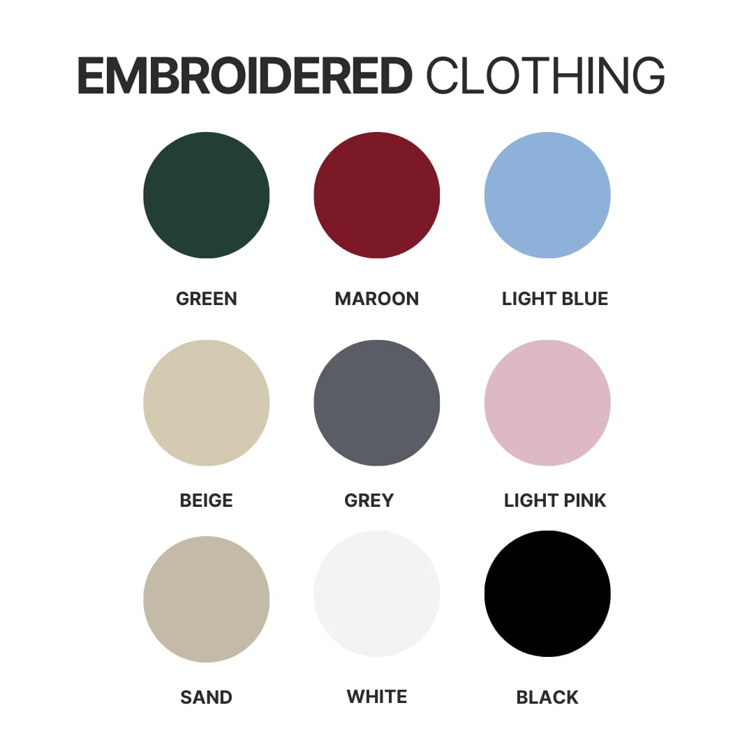 Embroidered clothing color chart - One Piece AU Store