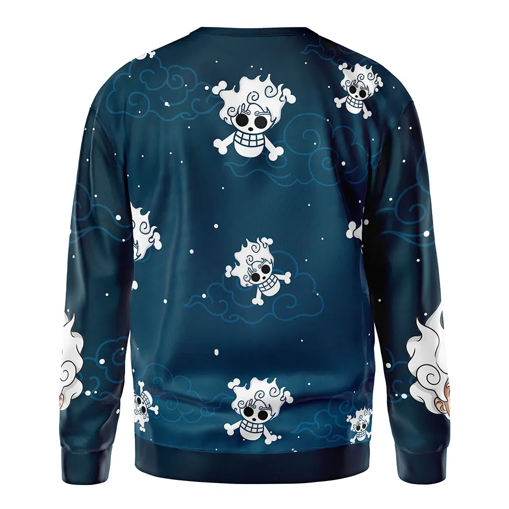Luffy Gear 5 v2 Pattern One Piece Sweatshirt BACK mockup - One Piece AU Store
