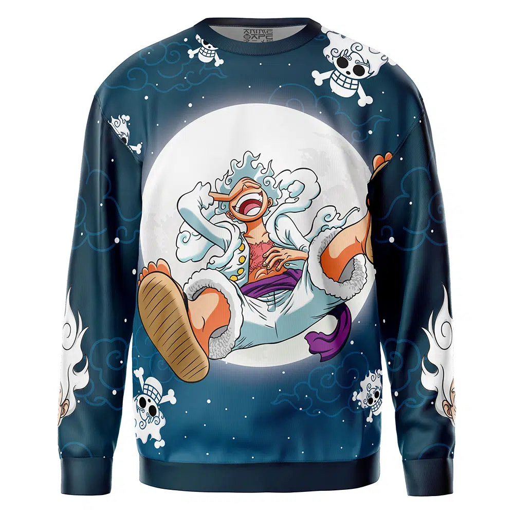 Luffy Gear 5 v2 Pattern One Piece Sweatshirt FRONT mockup - One Piece AU Store