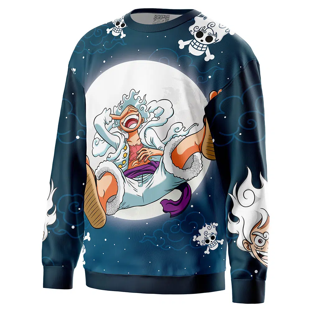 Luffy Gear 5 v2 Pattern One Piece Sweatshirt SIDE mockup - One Piece AU Store