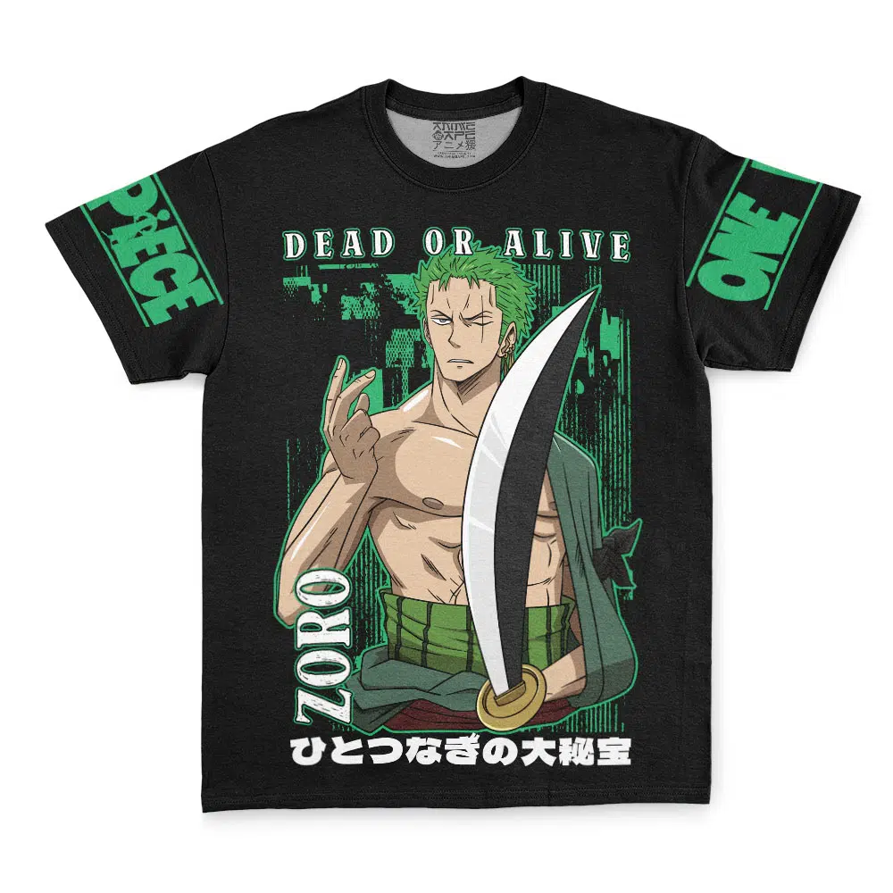 Zoro Dead Or Alive One Piece Streetwear T Shirt FRONT - One Piece AU Store